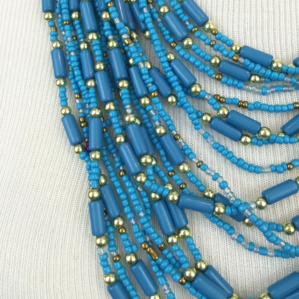 Turquoise Beaded Bib Necklace Multi Strand NEW - Picture 2 of 3